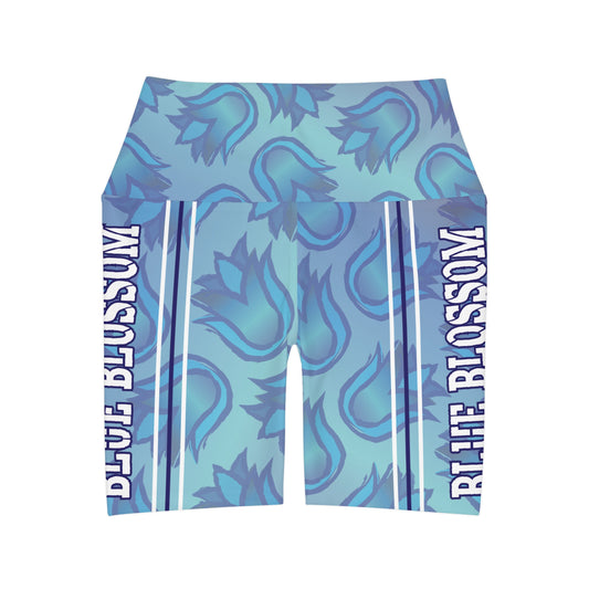 Indian Relay / Blue Blossom High Waisted Yoga Shorts (AOP)